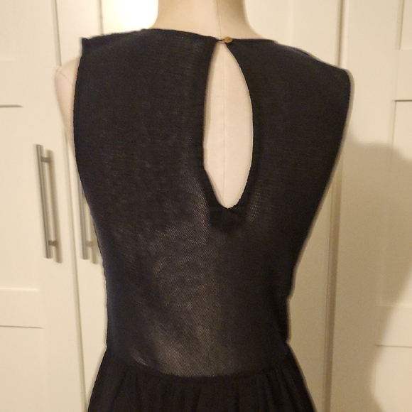 ULLA JOHNSON Smocked Black Sleeveless DRESS MIDI Sheer Back Raw Edge Women’s 8 - Picture 6 of 11